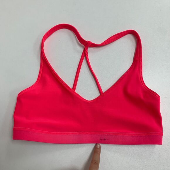 Under Armour Strappy Sports Bra Womens S Small Neon Pink Logo Band Unpadded - Picture 10 of 14